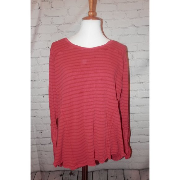 SOFT SURROUNDINGS TOP 1X Plus Red Casual Striped
